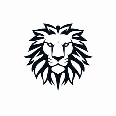 Elegant black and white lion head emblem depicting strength confidence and power for logos or branding designs.