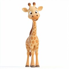 Obraz premium Adorable cartoon giraffe friendly animal character illustration