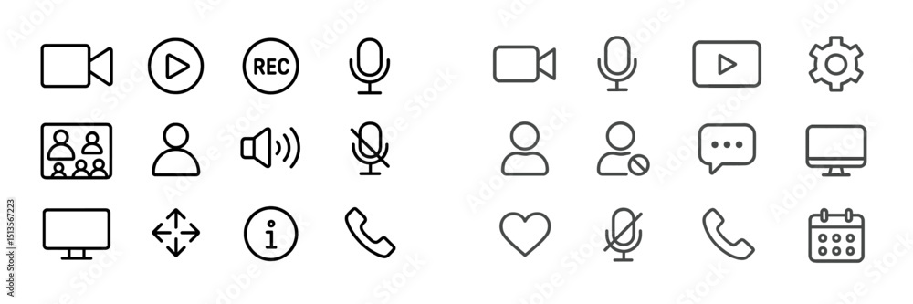 Leinwandbilder Collection of various media and communication icons designed for digital platforms and applications