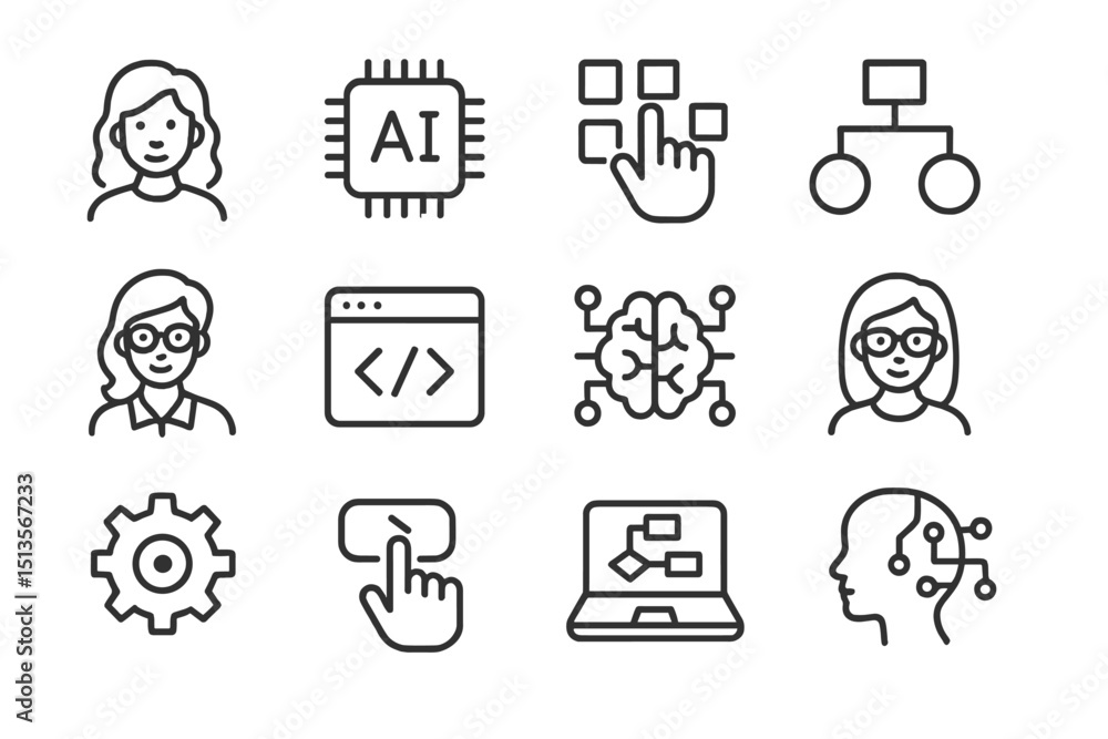 Leinwandbilder illustration of artificial intelligence concepts featuring various technology-related icons and dive