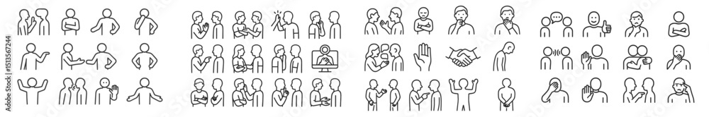 Poster collection of diverse figures representing various human interactions and activities in a minimalist