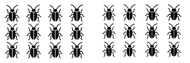 Intricate arrangement of black insect silhouettes on a plain background showcasing various designs