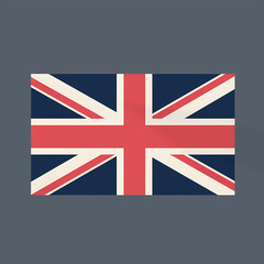 Union Jack Flag: A stylized representation of the United Kingdom's flag, the Union Jack, featuring bold lines and vibrant colors on a serene blue canvas.