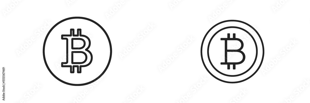 Poster Symbolic representation of cryptocurrency with distinctive bitcoin logos designed in a minimalist style