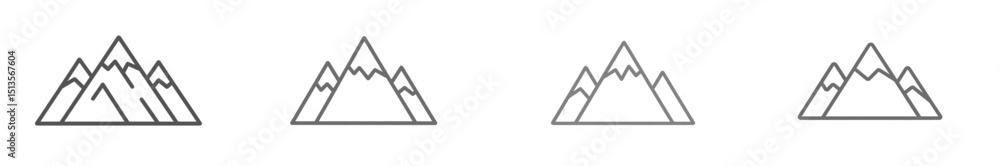 Aufkleber mountain outlines with varying peak designs displayed in a minimalist style for nature enthusiasts