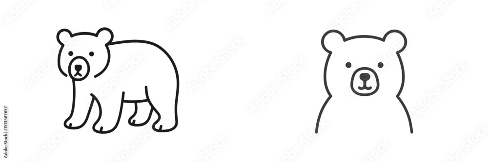 Poster captivating line drawings of a bear showcasingdifferent angles of its form and expression in a simpl