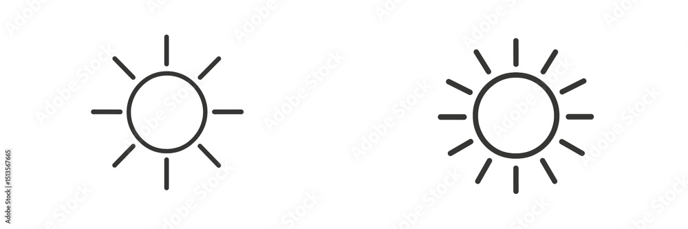 Poster sun symbols representing different levels of brightness and warmth during a clear day