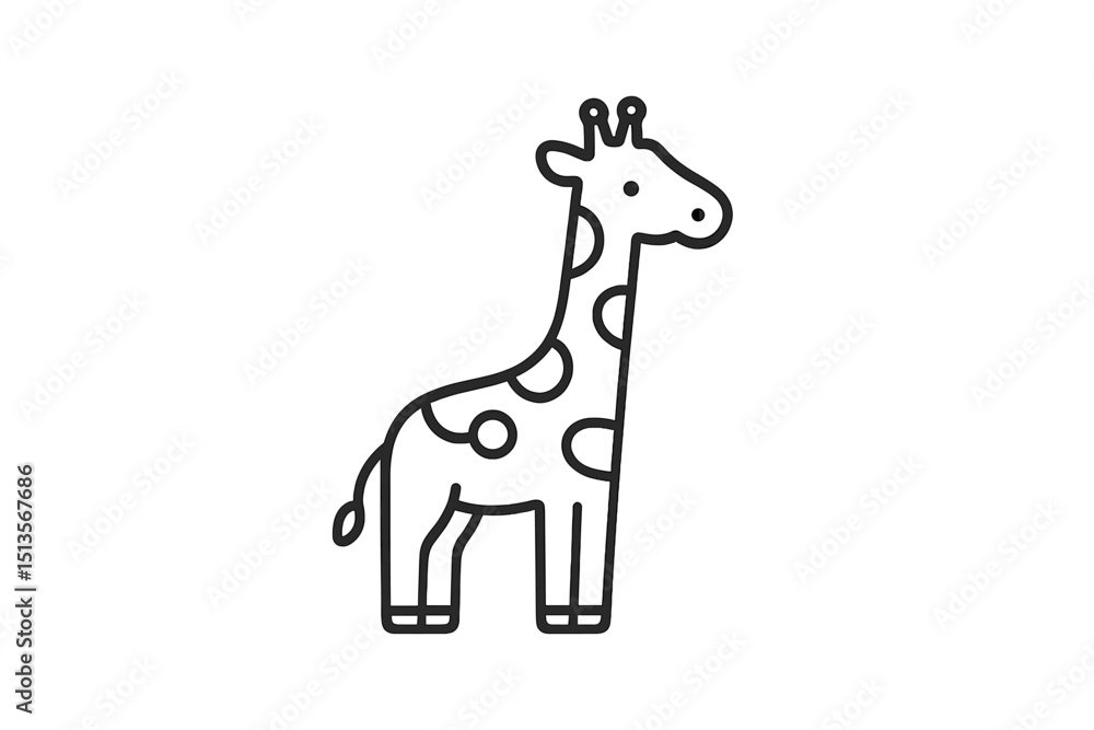 Poster giraffe stands gracefully while displaying playful spots in a minimalist design