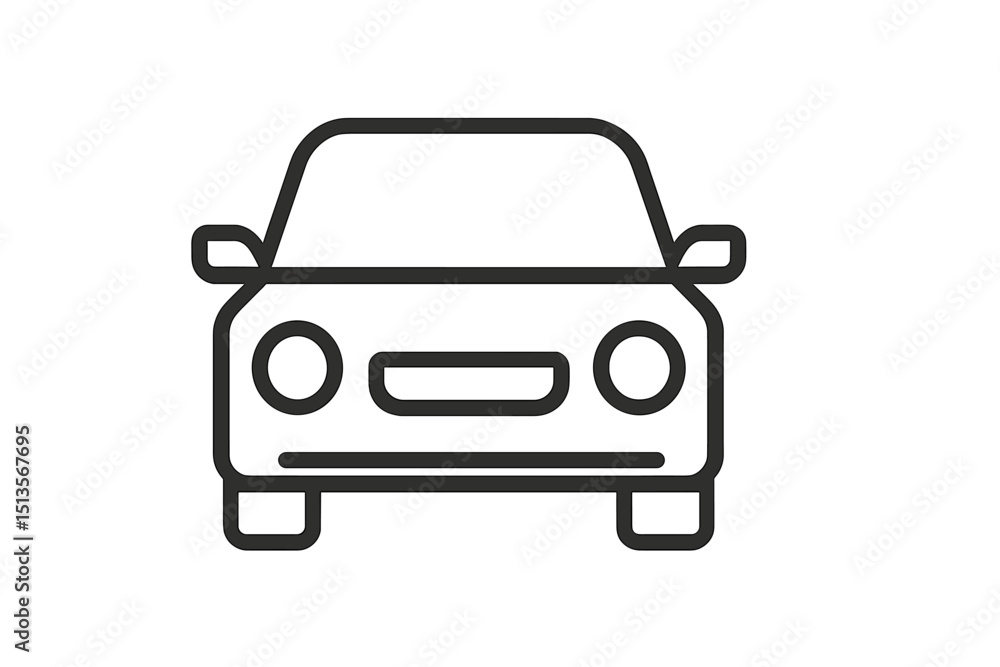Poster outline of a car with simple design on a white background showcasing minimalistic style and modern a