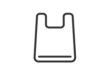 Obraz premium Simple black outline of a plastic shopping bag displayed on a plain background emphasizing recycling and sustainability concerns