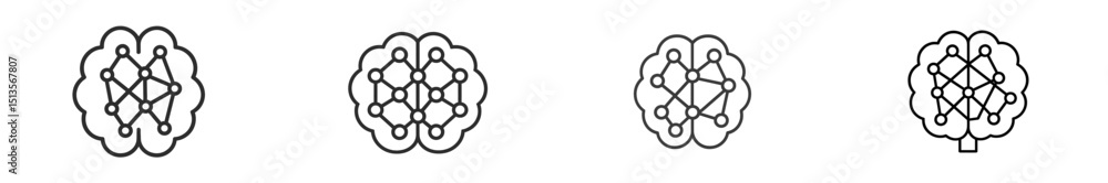 Fototapete Network graphics showcasing different neural network architectures with a minimalistic design in black and white