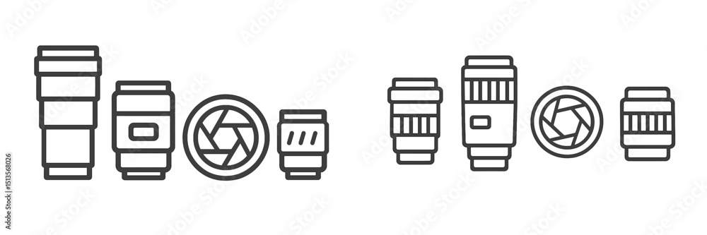 Poster different types of camera lenses arranged on a two-toned background for photography enthusiasts and 