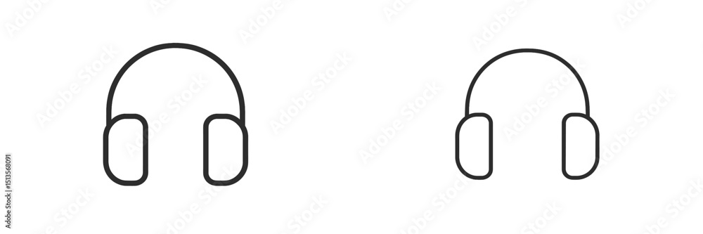 Aufkleber illustration of two headphone designs showcasing different styles and shapes on a simple background