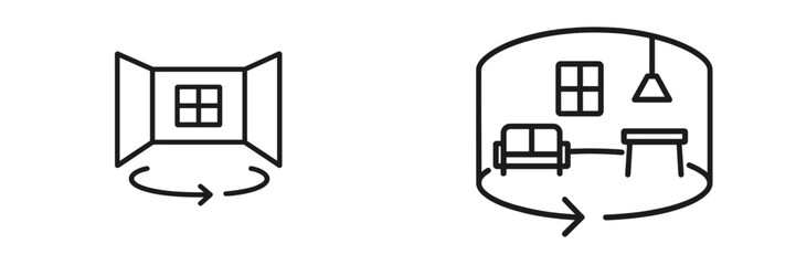 Visual representation of a panoramic view and interior layout design in a modern setting
