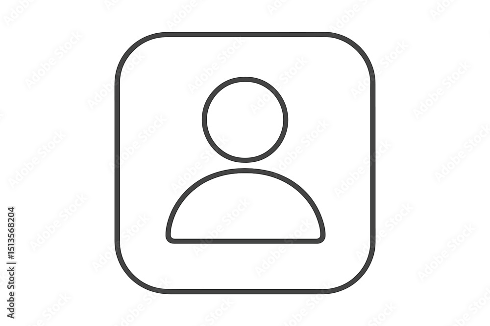 Poster icon representing a user profile with a minimalistic design displayed on a white background