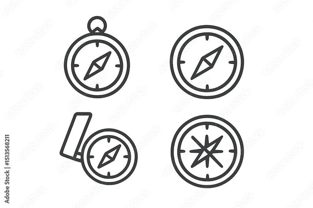 Aufkleber various designs of compasses showcasing different styles and functionalities for navigation enthusia