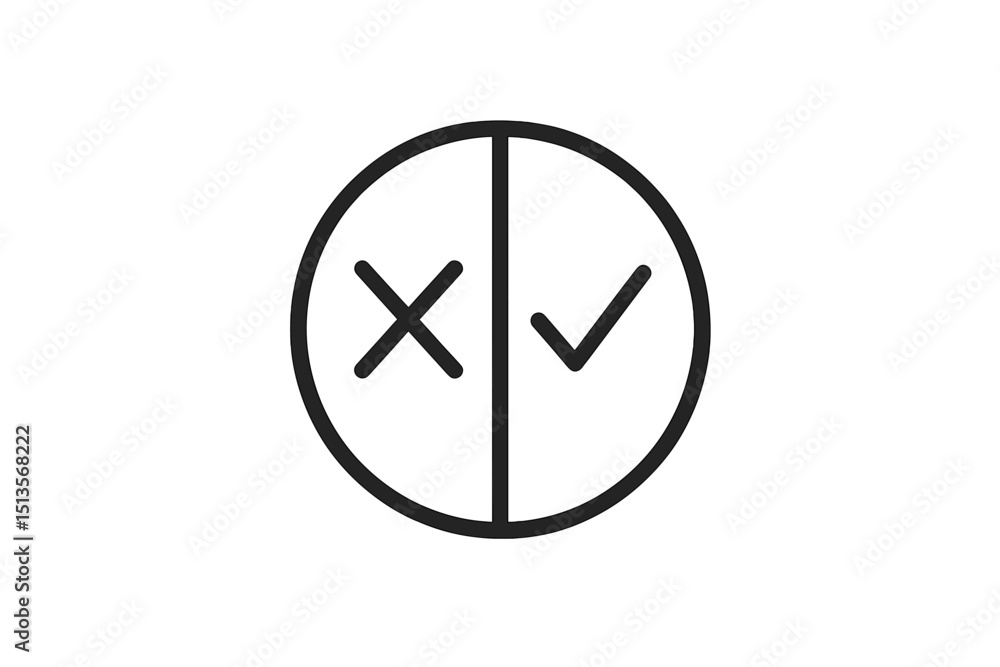Fototapete symbol of choice representing approval and disapproval in a simple design on a clean backdrop