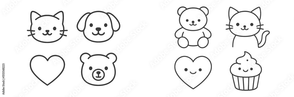 Poster cute and simple doodles of animals and shapes showcasing a playful and whimsical design for children