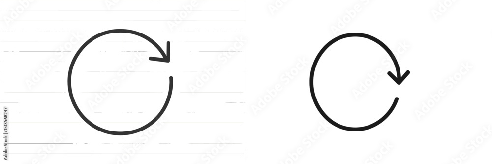 Poster circular design symbols representing different styles of a refresh action in minimalistic art
