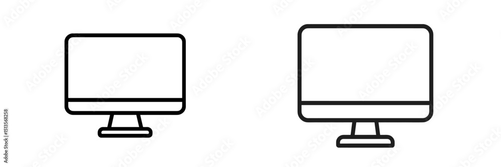 Fototapete Two minimalist computer monitor designs side by side displaying clean silhouettes with smooth lines and no additional features