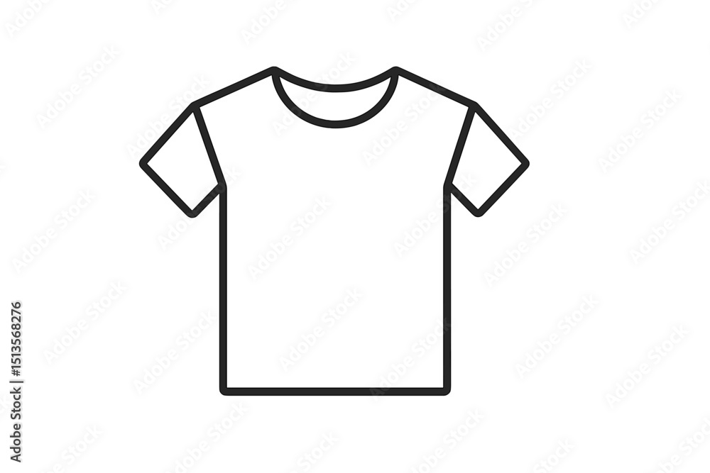 Poster outline of a plain t-shirt on a white background suitable for custom design projects and promotional