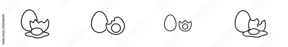 Aufkleber illustrations of eggs hatching, depicting various stages of development in a simple and artistic des