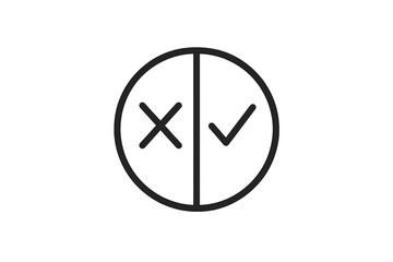 Symbol of choice representing approval and disapproval in a simple design on a clean backdrop