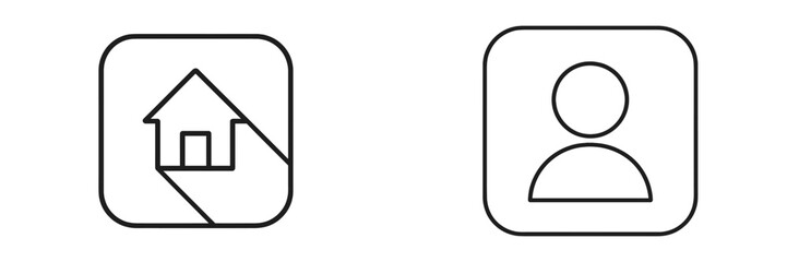 Icons representing home and user profile in minimalist design for digital applications and website interfaces