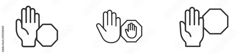 Fototapete hand gestures demonstrating stop signal and communication methods in a minimalistic style