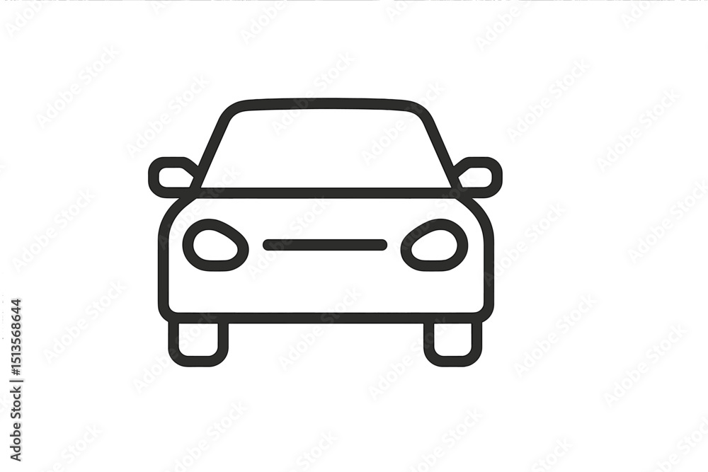 Poster simple line drawing of a car emphasizing its front view with clear outlines and minimal details