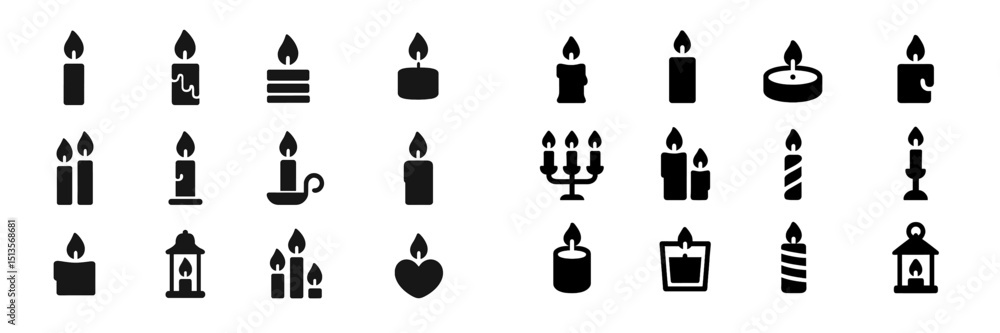 Poster various candle designs showcasing unique shapes and styles for diverse occasions and settings