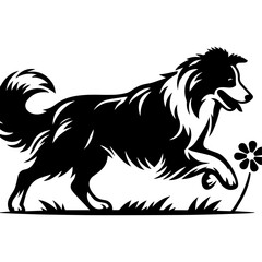 Fast Running Dog Silhouette Vector Isolated on White Background for Sport and Pet Designs

