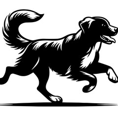 Running Dog Vector Silhouette Illustration Isolated on White Background for Creative Projects
