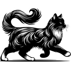 Minimalist Cat Walking Silhouette Vector Isolated on White Background for Modern Graphic Design
