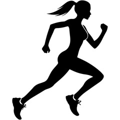 Female Runner Silhouette Vector Isolated on White Background for Athletic and Wellness Projects
