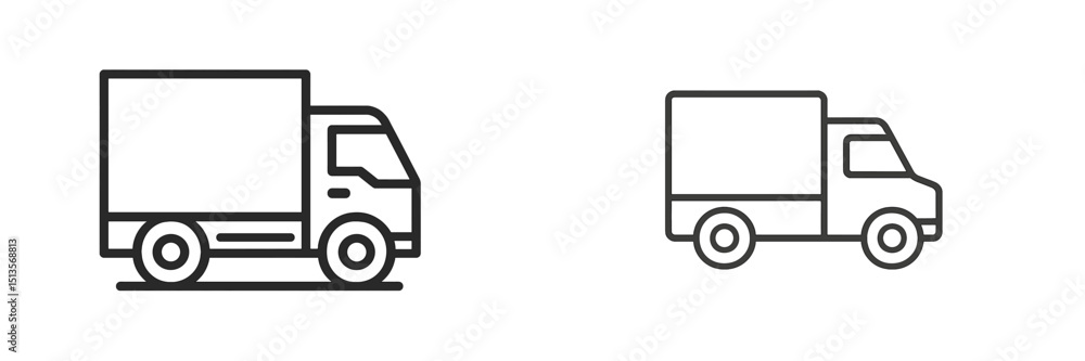 Poster Two different designs of delivery trucks in a simple graphic style displayed side by side for comparison purposes