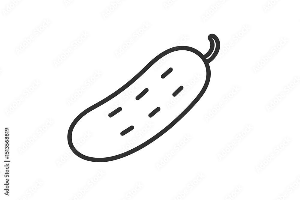 Poster cucumber with simple outline and details on a white background showcasing modern design elements and