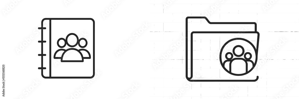 Poster icons representing social networking and contact management in a minimalist design suitable for digi
