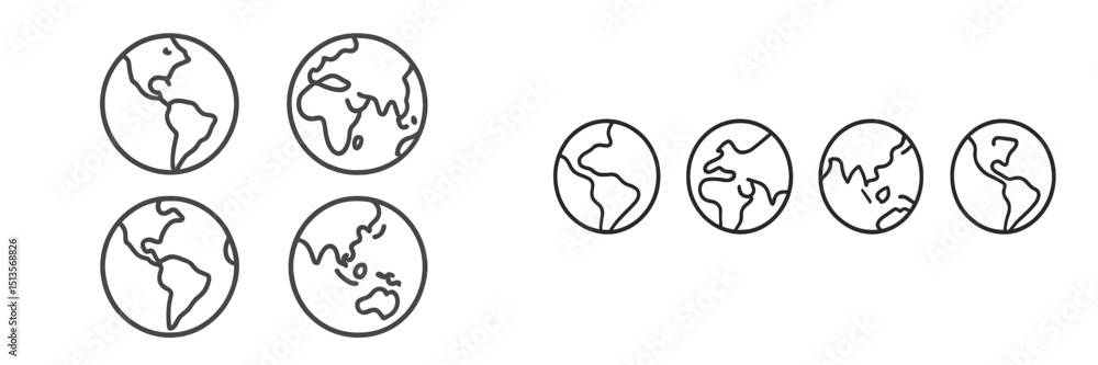 Poster Different representations of Earth showcasing diverse geographical patterns and outlines