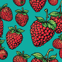 comic style vector strawberry pattern