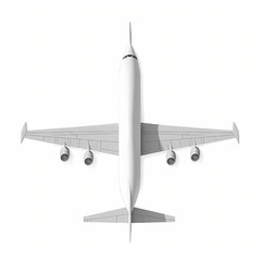 Aerial Plane: A meticulously detailed aerial view of a pristine passenger airplane, showcasing its sleek design and the artistry of flight. 