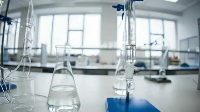 Precise Measurement in a Modern Chemistry Lab Erlenmeyer Flasks, Burettes, and Beakers