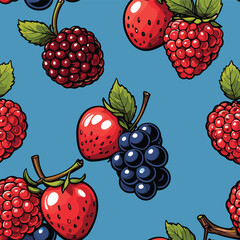 comic style vector strawberry pattern