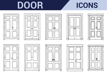 Black and white door designs with various frame styles, perfect for enhancing living room decor.