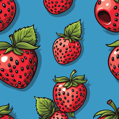 comic style vector strawberry pattern