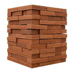 Pile of Red Bricks Isolated on Transparent Background