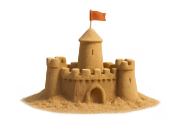 Majestic sandcastle standing tall on transparent background
