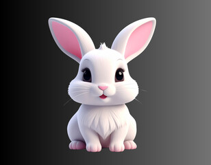 Obraz premium A minimalist cartoon rabbit with sleek lines and gentle curves, sitting calmly on