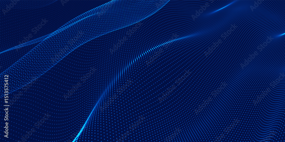 Poster futuristic dot wave. abstract digital particle wave. technology background. colored musical wave. da