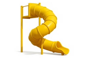 Yellow spiral playground slide isolated on transparent background